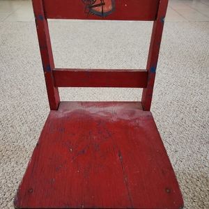 Vintage Child Size Wooden Chair- Red 1960’s